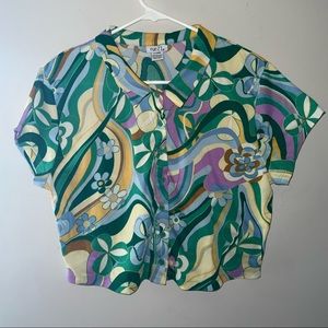 Two Piece Muti Colored Swirl Green Set